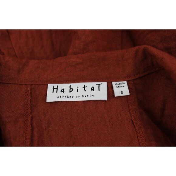 👕 Habitat S Rust Crinkle Button-Front Blouse Top (Small) - Picture 2 of 6